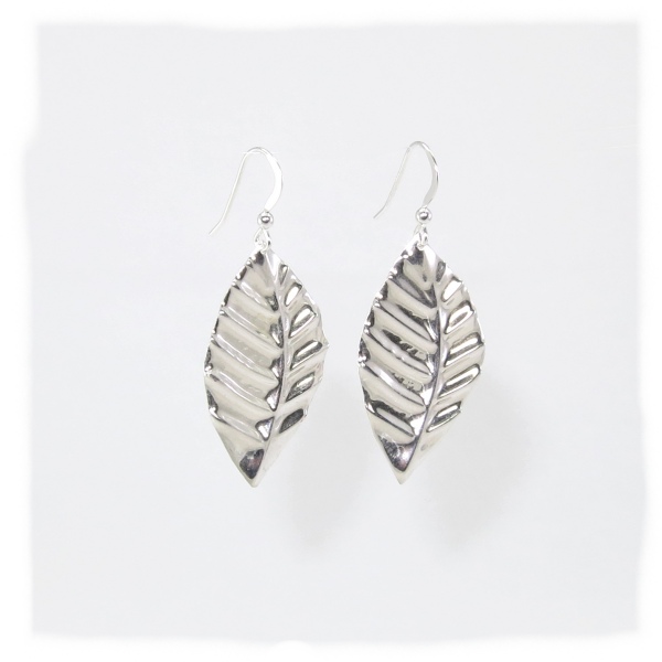 Silver leaf earrings